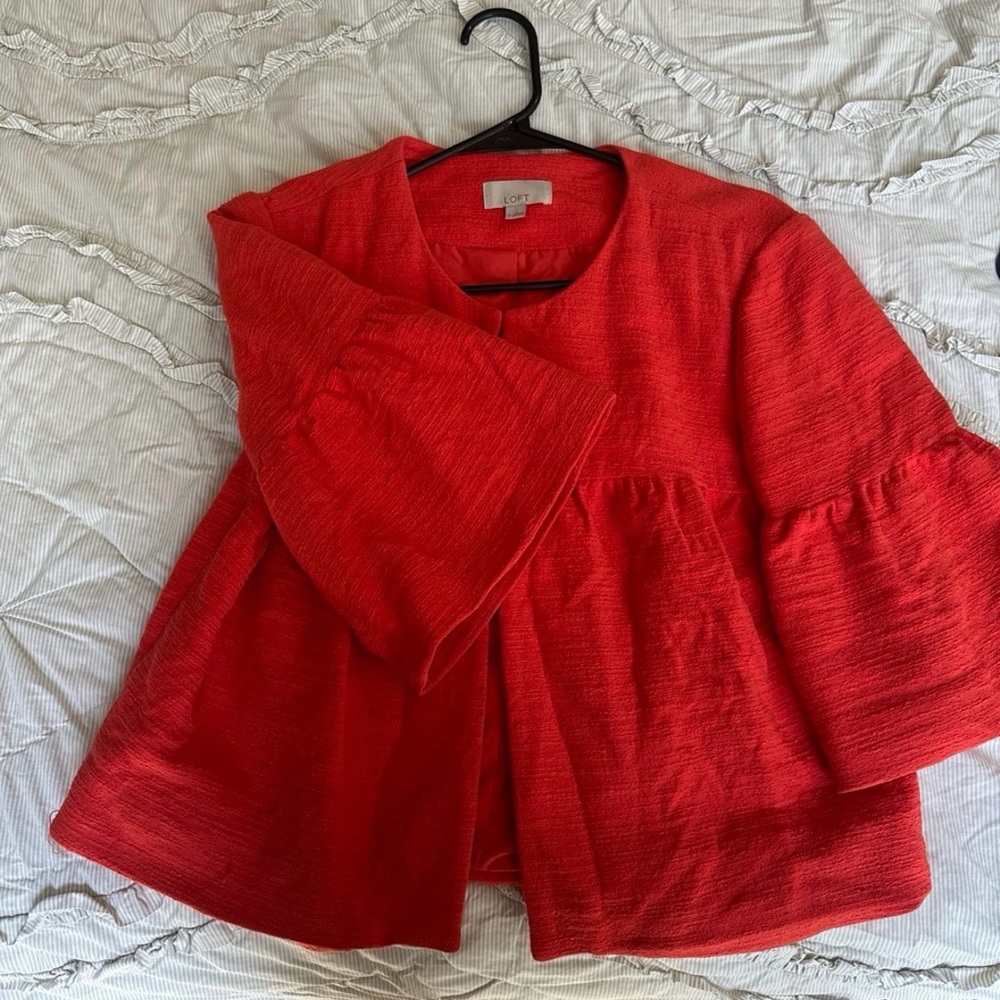 Loft Vibrant Red Open Front Jacket - image 2